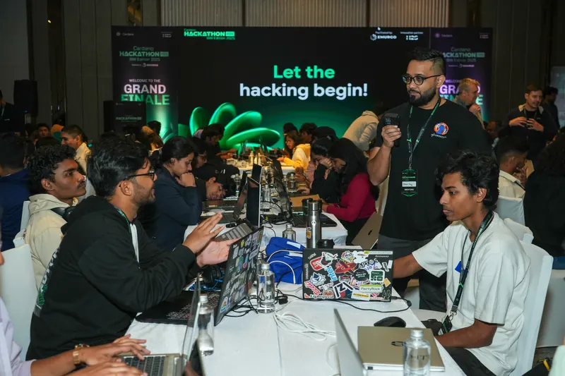 A packed hackathon floor