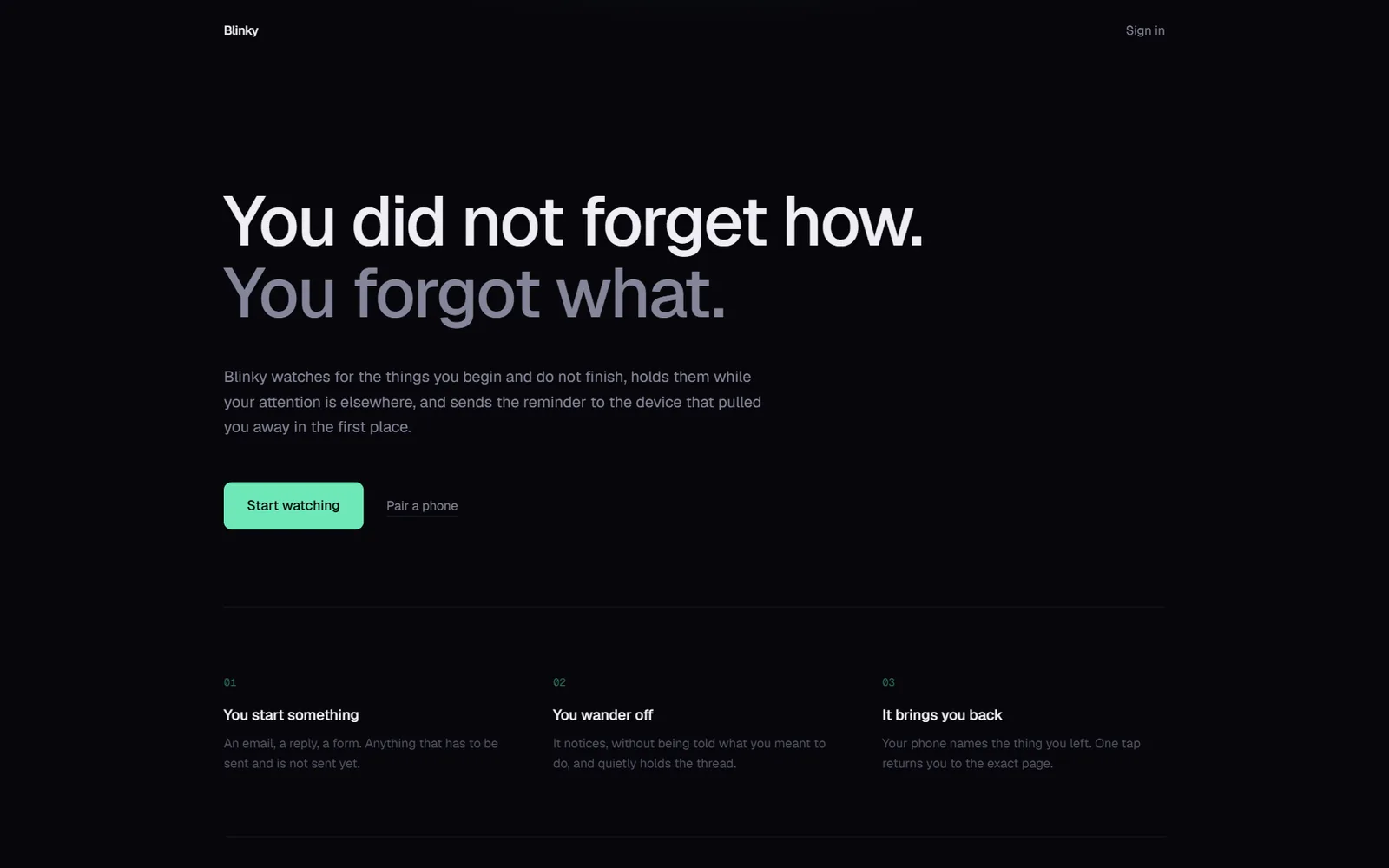 Blinky: 'You did not forget how. You forgot what.'