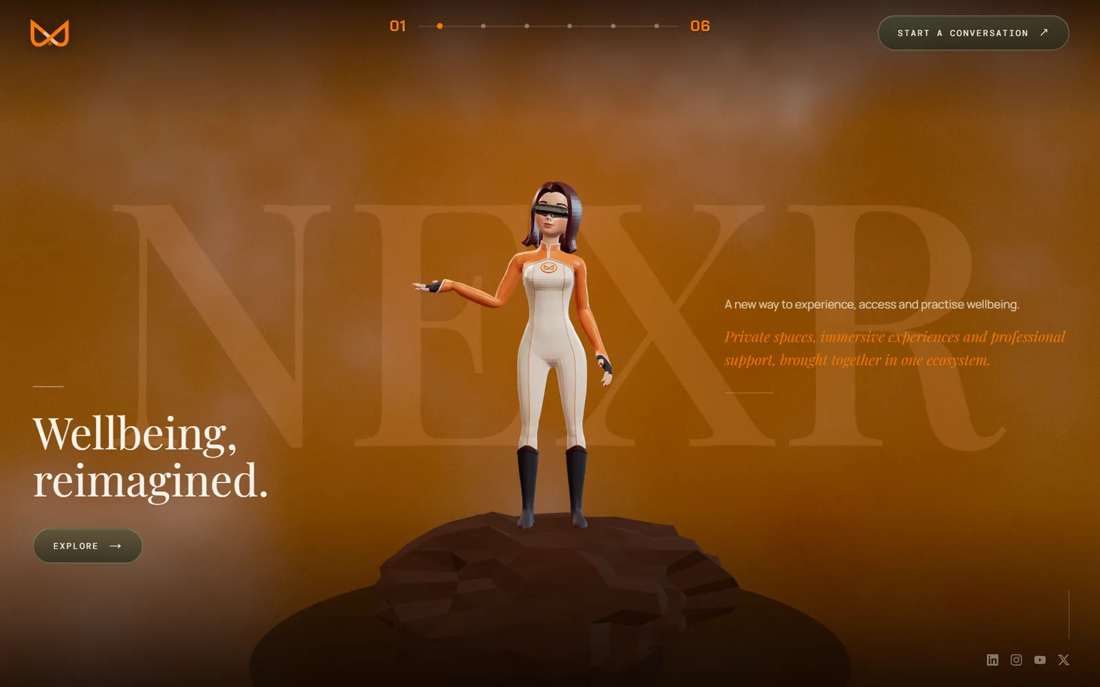 The NEXR site: 'Wellbeing, reimagined'