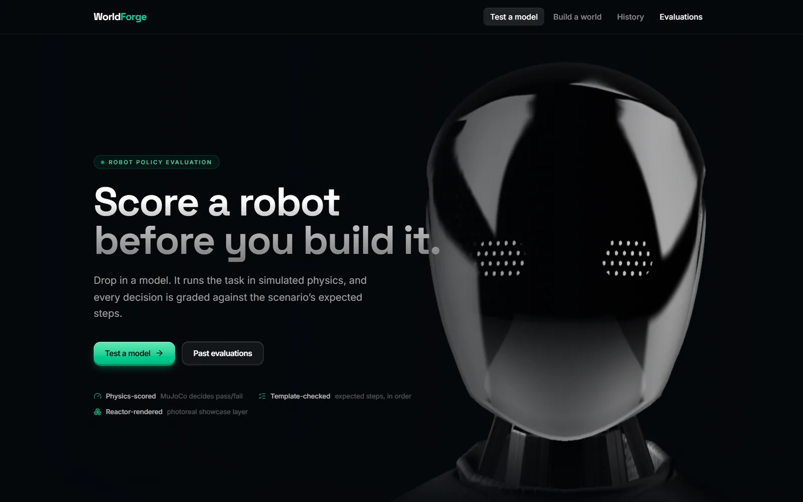 The WorldForge site: 'Score a robot before you build it'