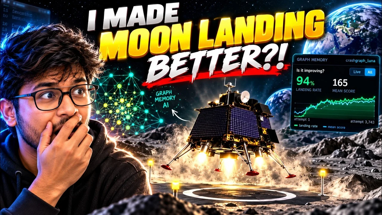Ujesh with the CrashGraph lander touching down on the Moon, 94% landing rate